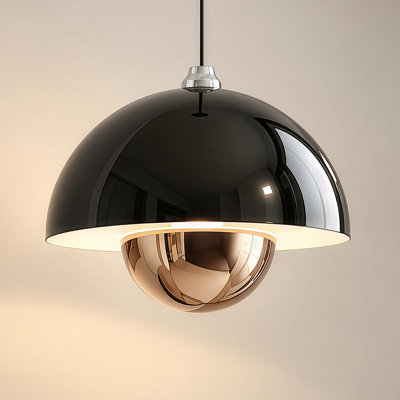 Luminaire suspendu câblé 2 en 1 et lampe de table rechargeable, luminaire suspendu tactile câblé qui se transforme en une lampe de table rechargeable sans fil; Contrôle tactile, noir et or