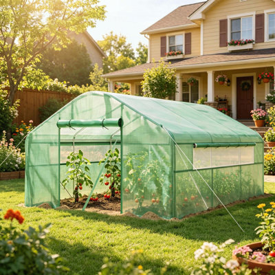 Spacious Tunnel Greenhouse with Large Windows and Reinforced Frame