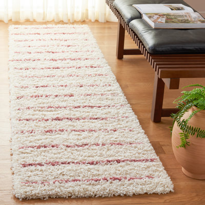 Tapis à poil long Venus 604 en ivoire / rose Venus