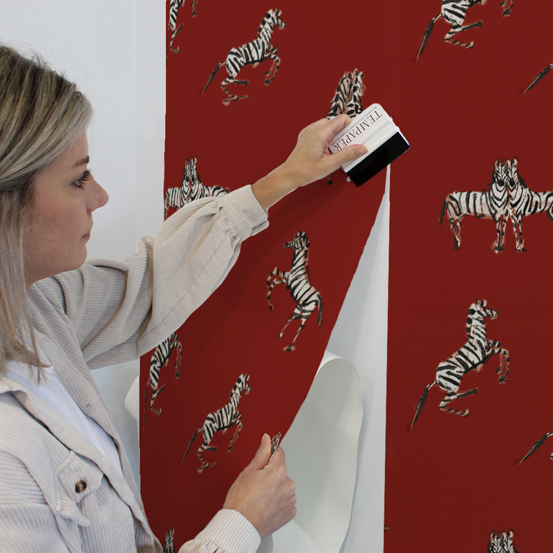 Papier peint adhésif zèbres amoureux , Rouge
