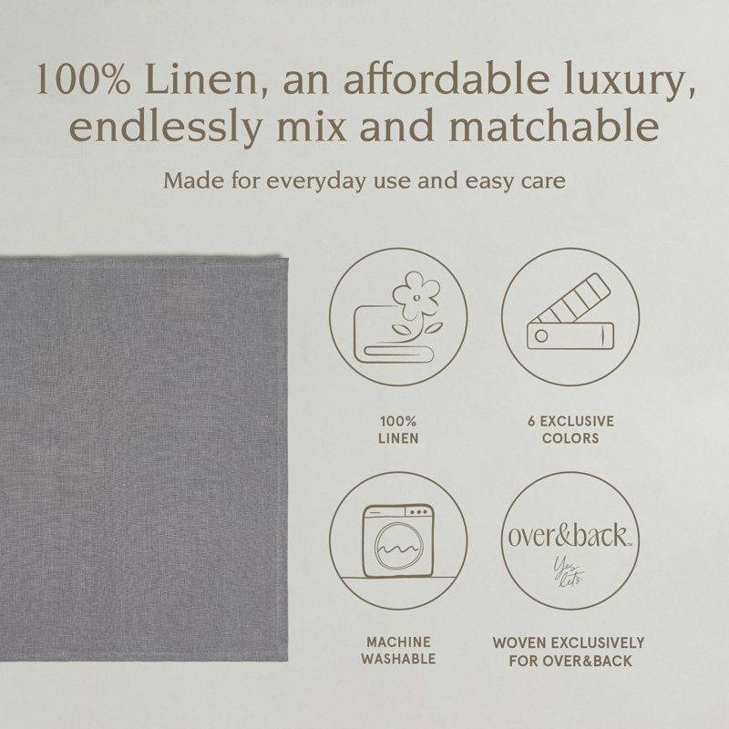 over&back 100% Linen Napkins, Gray