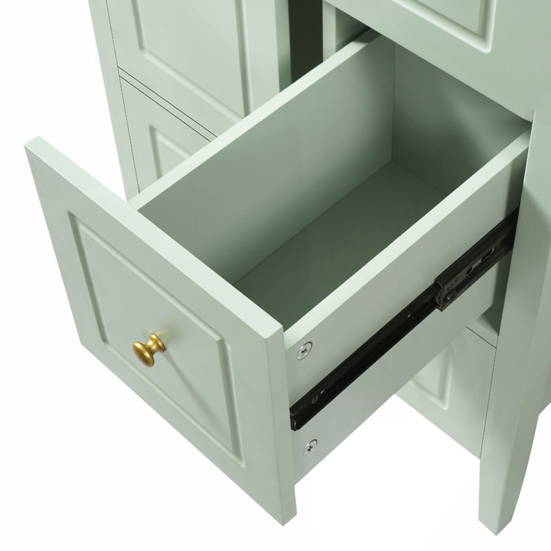 Meuble-lavabo 24 po avec lavabo, une armoire avec porte à fermeture douce, 3 tiroirs à fermeture douce, poignées en métal rétro