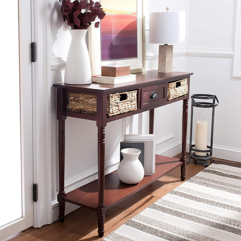 Home Collection Christa Cherry 3-drawer Storage Console Table