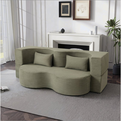 Canapé-lit 2 en 1 pliable, canapé-lit convertible pliable sans os de 75 pouces, canapé-lit en mousse à mémoire de forme avec 2 coussins pour le salon