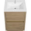 Meuble-lavabo autoportant de 24 po avec lavabo, comptoir en résine de pierre et tiroirs à fermeture en douceur pour un rangement élégant-116332386