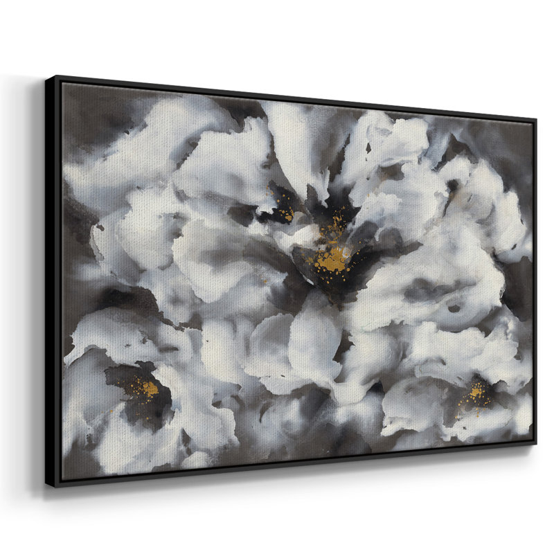 Peonia encadrée, H 27 po x l 41 po x P 2 po, Toile avec cadre flottant noir