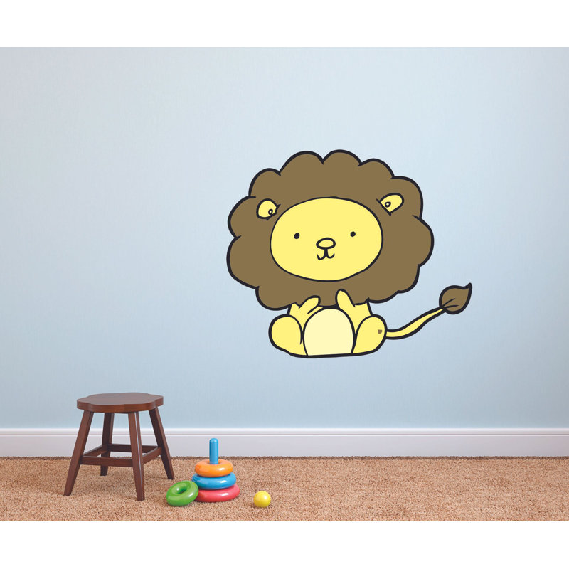 Décalcomanie murale mignonne bébé lion zoo, H 20 po x l 20 po