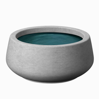 13 In. Medium Natural Gray(Premium Inner) Concrete Round Planter / Pot With Drainage Holes