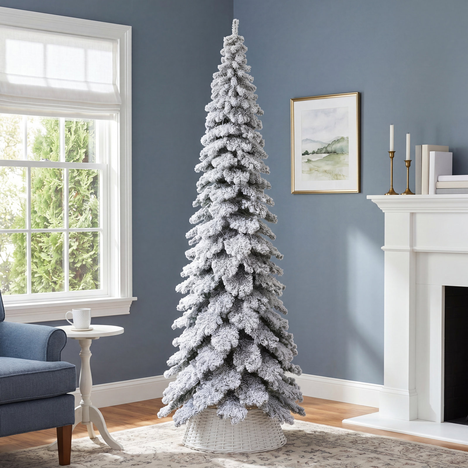Slim Frosted 12' Pre-Lit Spruce Christmas Tree