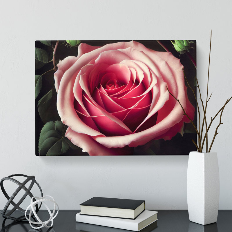 Sparkling Rose Flower - Wrapped Canvas, 50cm H x 76cm W x 3cm D