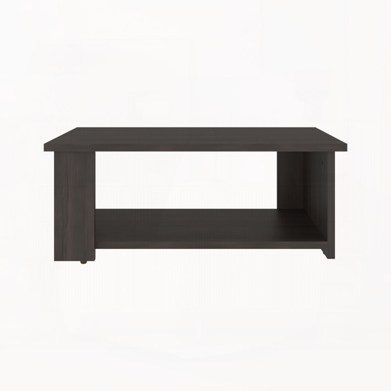 Modern Accent Coffee Table with Lower Storage Ledge, Dark Walnut