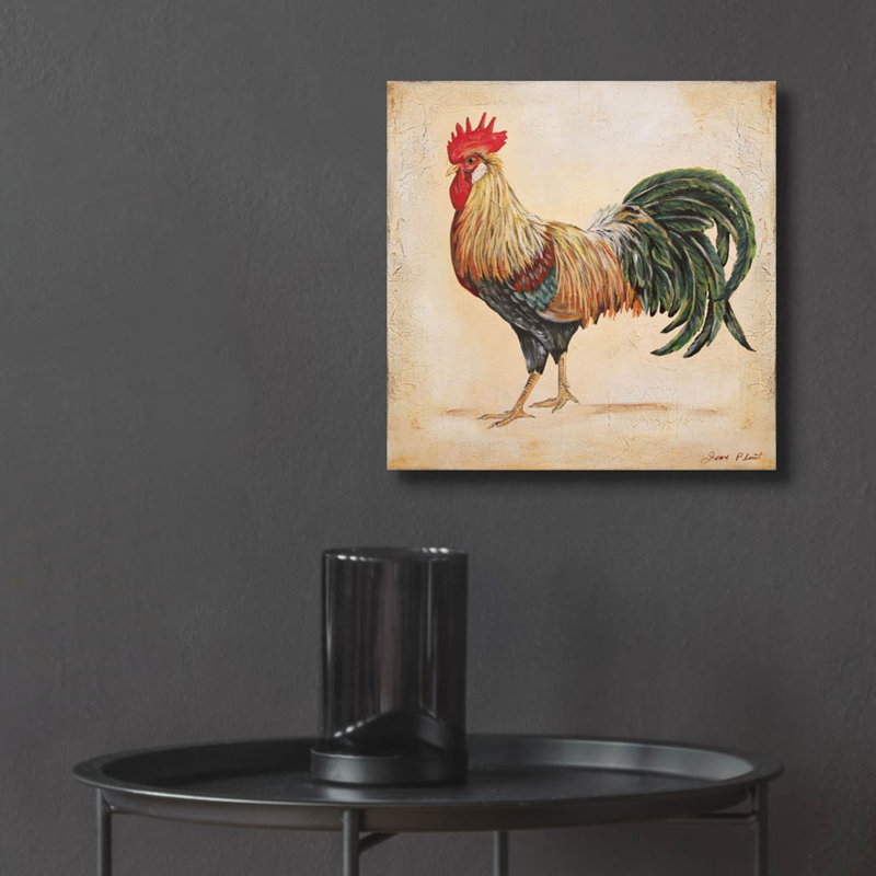  «Rooster-d» par Jean Plout, art mural en verre acrylique, H 12 po x l 12 po x P 0,13 po