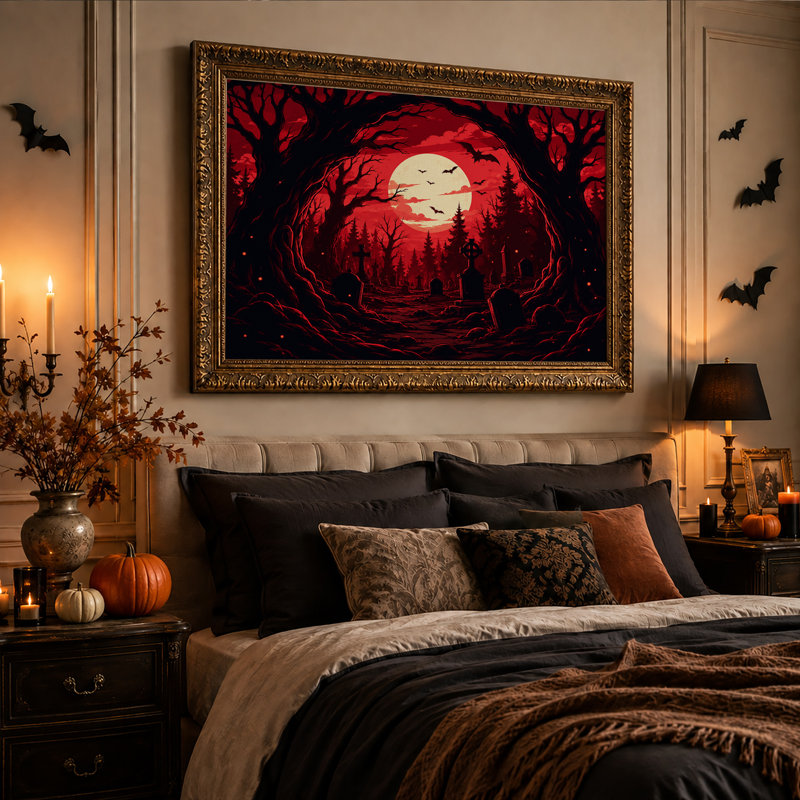 Silhouettes d'art sur toile, "Halloween", 12"H x 18"W