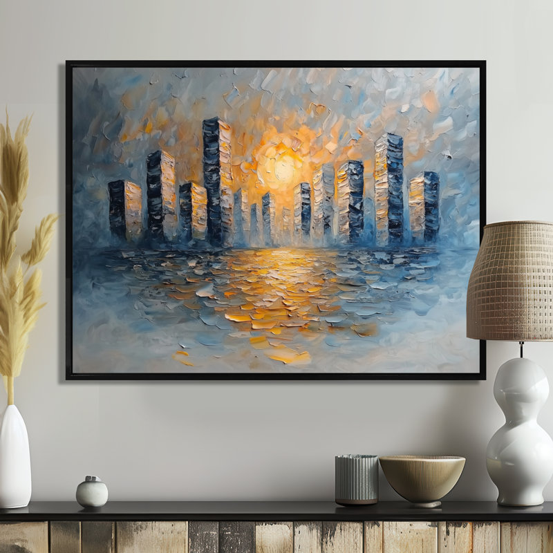 Ilirjan - Abstract Wall Art, H 30 po x l 40 po, Noir, Cadre flottant