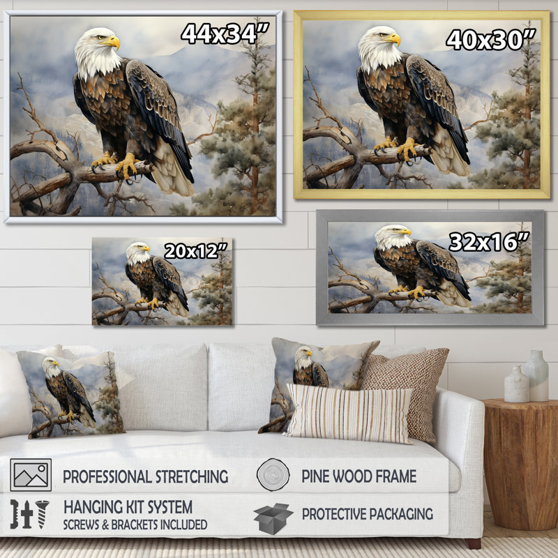«Bold Eagle Noble Perch», reproduction sur toile Aigle, Toile tendue, H 24 po x l 32 po x P 1 po