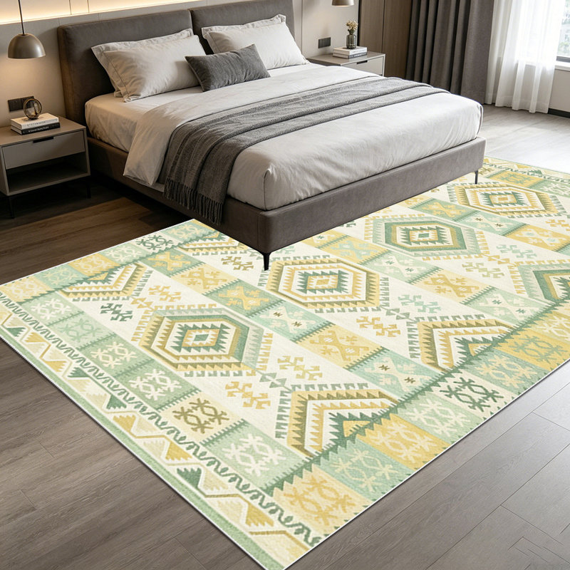 1PC Bohemian Aztec Geometric area rugs for Living Room, Soft and Comfortable, Suitable for all seasons, easy-to-maintain, machine washable Indoor floor mat, Under Table Farmhouse suitable for dining room, bedroom, entryway, home office,