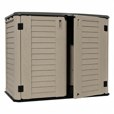 Decksplore 255 Gallons Resin Outdoor Storage Cabinet, Waterproof & Lockable
