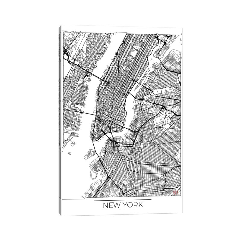 New York Minimal Urban Blueprint Map by Hubert Roguski - Wrapped Canvas Print, 152.5 cm H x 101.5 cm W