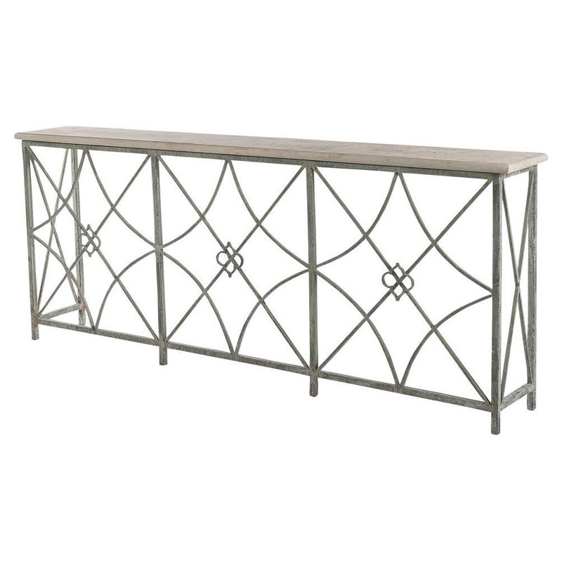 Boxwoods 84'' Console Table, Deep Ocean, Lite Travertine
