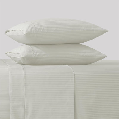4 Piece Luxury Hotel Striped Sateen Weave Bedding Set, 18 Inch Deep Pocket Mattress Sheet Set, Resort Style Soft Sateen Bed Sheets