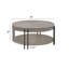Table basse brun / brun clair avec pieds en métal et rangement dans le salon