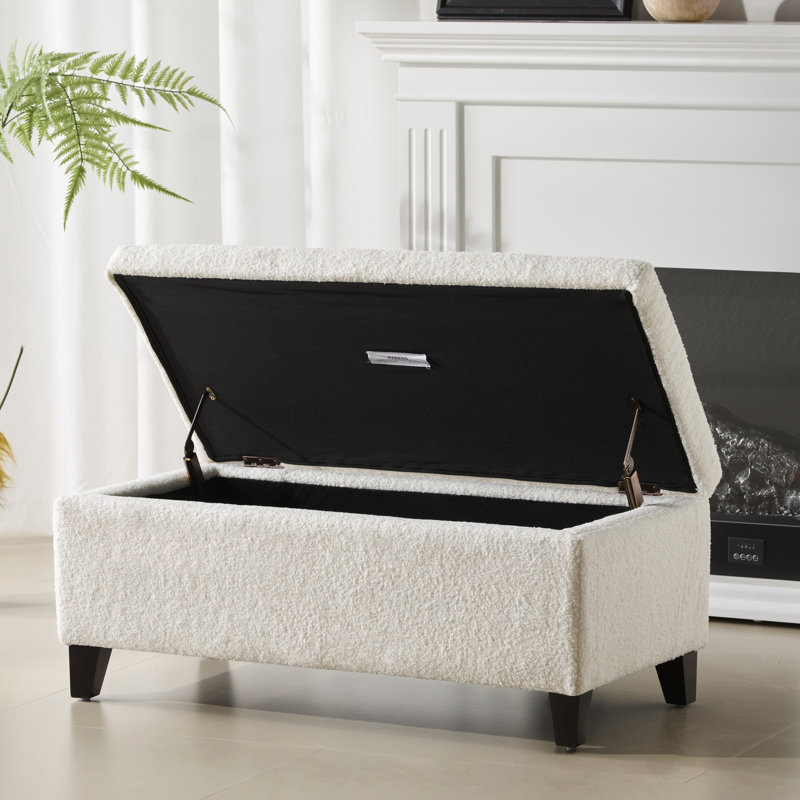 Repose-pieds avec rangement et couvercle rabattable, Blanc