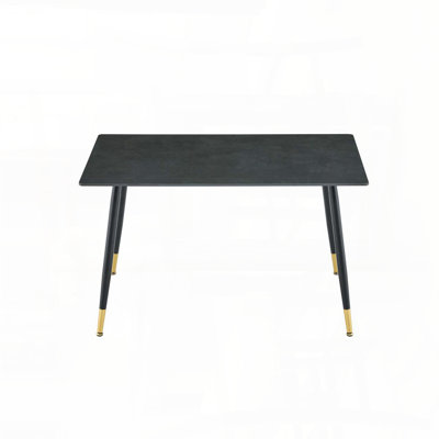 Rectangular Sintered Stone Dining Table with Gold-Plated Feet (Heat & Scratch Resistant)