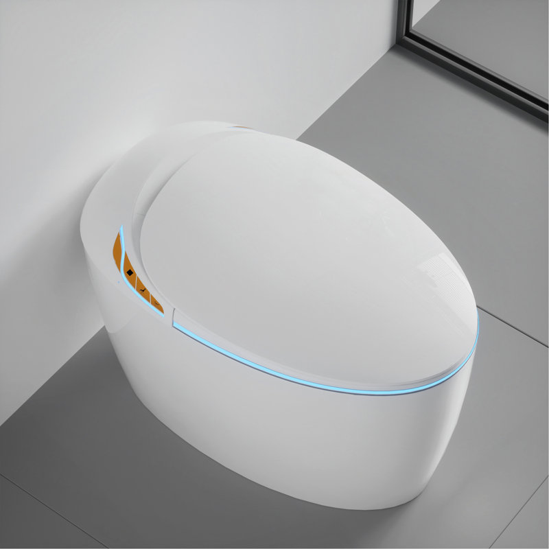 Unique Smart Toilet With Bidet Built In, Intelligent One Piece Toilet For Modern Bathroom, Auto Open/Close Seat, Foot Sensor, LED Display,Night Light, Warm Water & Dryer