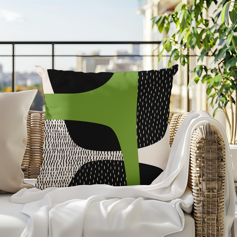 Coussin carré intérieur / extérieur pia, H 19 po x l 19 po, Chartreuse/Black/Off-White