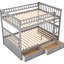 Lit double superposé au dessus avec tiroirs gris - convertible pour la chambre à coucher grise-173286156-173286146