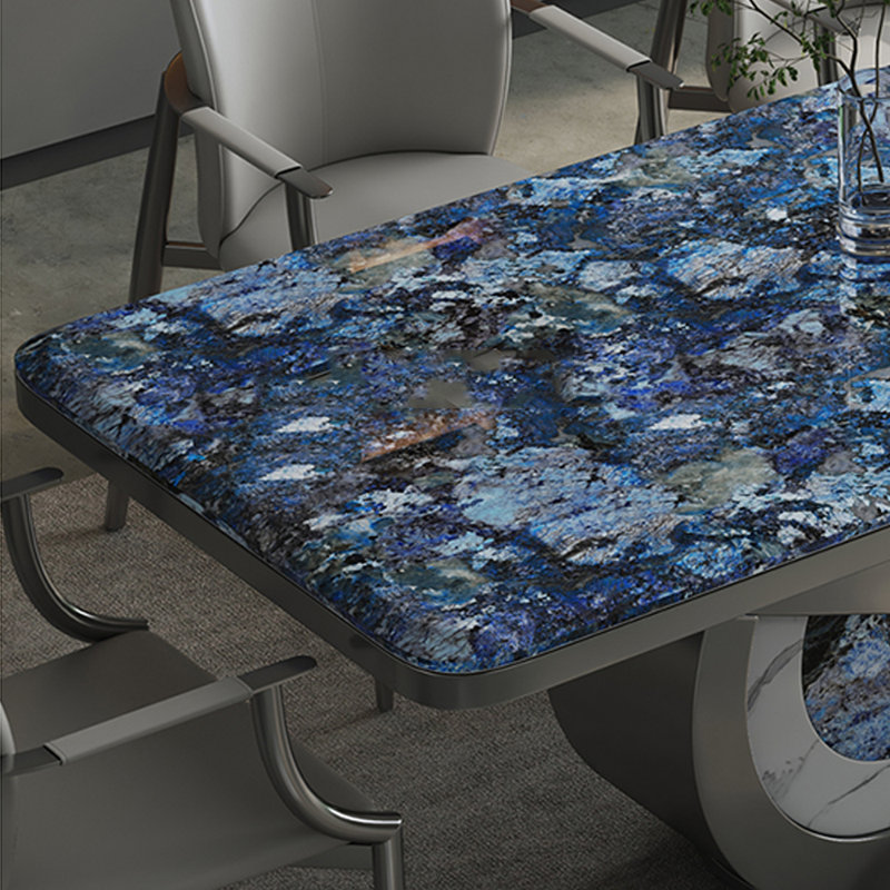 Ensemble de salle à manger rectangulaire moderne 35,4 po, H 29,5 po x L 94,4 po x l 35,4 po, Bleu