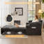 Canapé-lit gigogne avec rangement, convertible en lit avec ports USB et porte-gobelets, en velours côtelé avec méridienne, idéal pour le salon ou la chambre d'amis, gris foncé.-1370402957