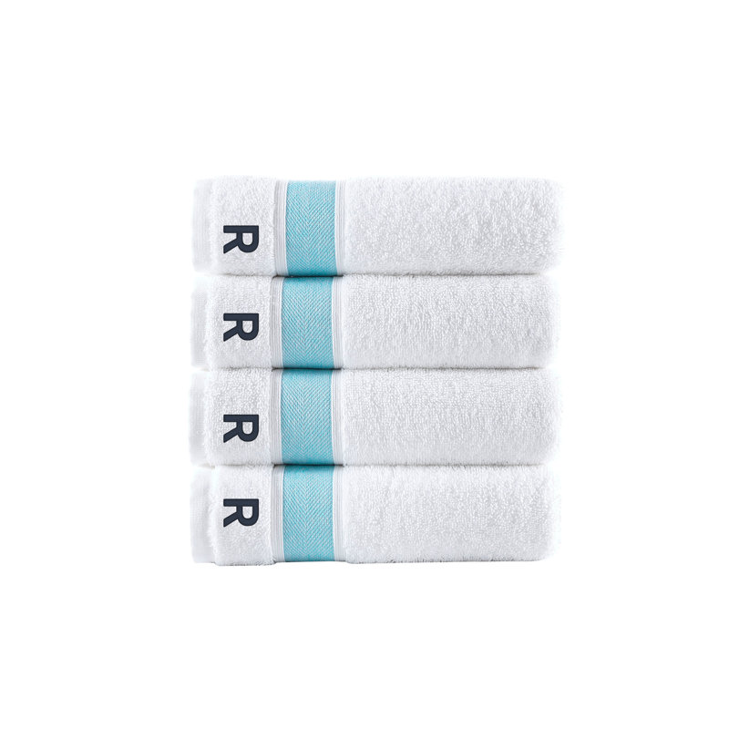 Brooks Brothers Ottoman Rolls 4 pcs Hand Towels, R, Hand Towels - 4 Pack, Sea Glass