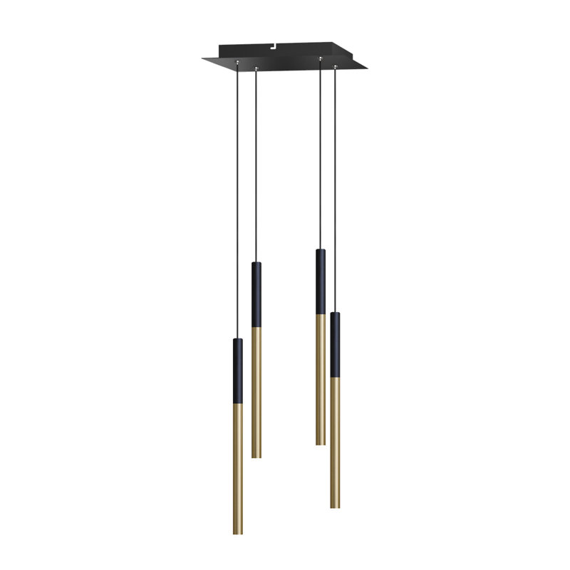 Baileyton 4 - Light Cluster Pendant, Black Top / Brushed Brass