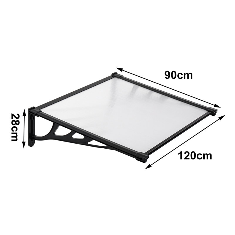 Caladoc 1.2m W x D 1m D Door Canopy, 28" H x 120" D x 100" W, Black