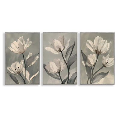 «Flower Trios Portraits», ensemble de 3 giclées encadrées, design par Annabelle Hall