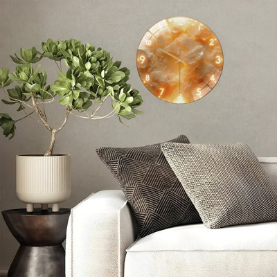 Glowing Clock Numbers On Textured Surface Art - 12'' Modern Glass Wall Clock
