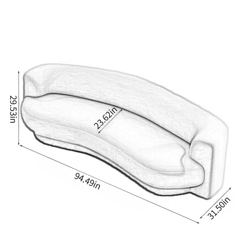Italian Simple Curved Gray Sofa, 3