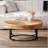 Modern Round Wooden Carved Coffee Table With Metal Legs, Perfect For Stylish And Functional Living Room Decor.-1626204153