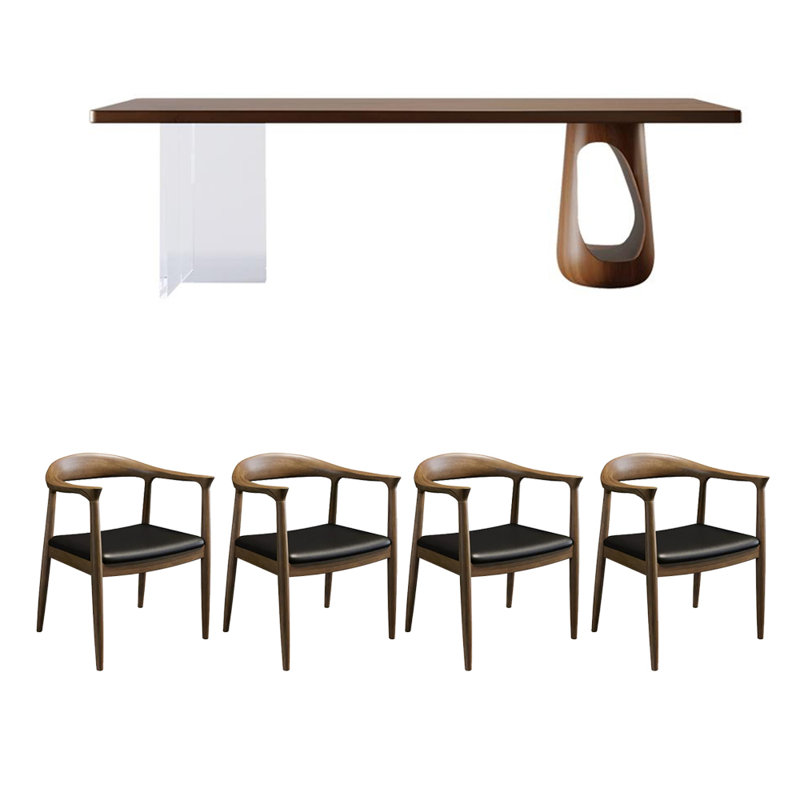 4 - Person Solid Wood Top Double Pedestal Dining Set, 29.53" H x 55.12" L x 27.56" W