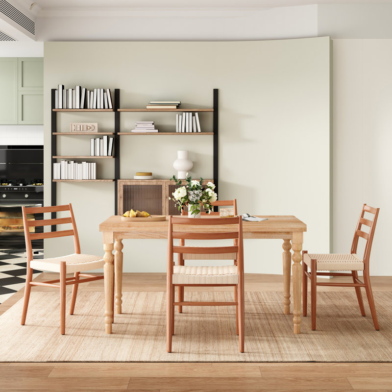 Ensemble de salle à manger rectangulaire pour restaurant de L 63 po x l 31,5 po, Noyer, Beige, Noyer