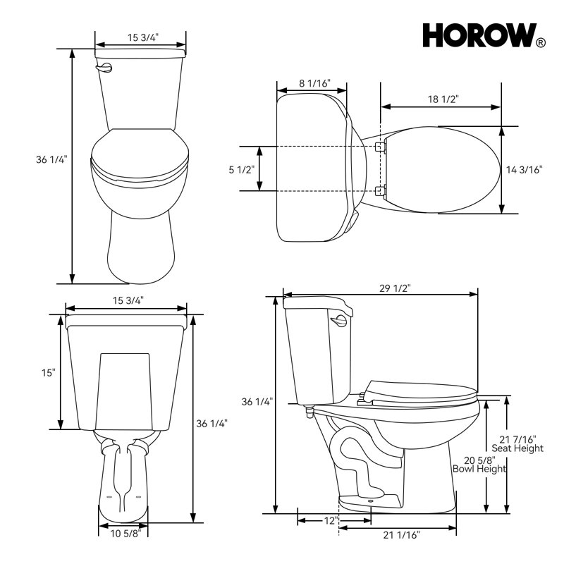 21'' Extra Tall Toilet Comfortable SeatHeight 1.28 GPF Elongated Floor Mounted Two-Piece Toilet (Seat Included), Left