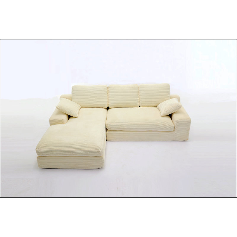 Modern Modular L-shape Sectional Sofa With Chaise, White Fabric