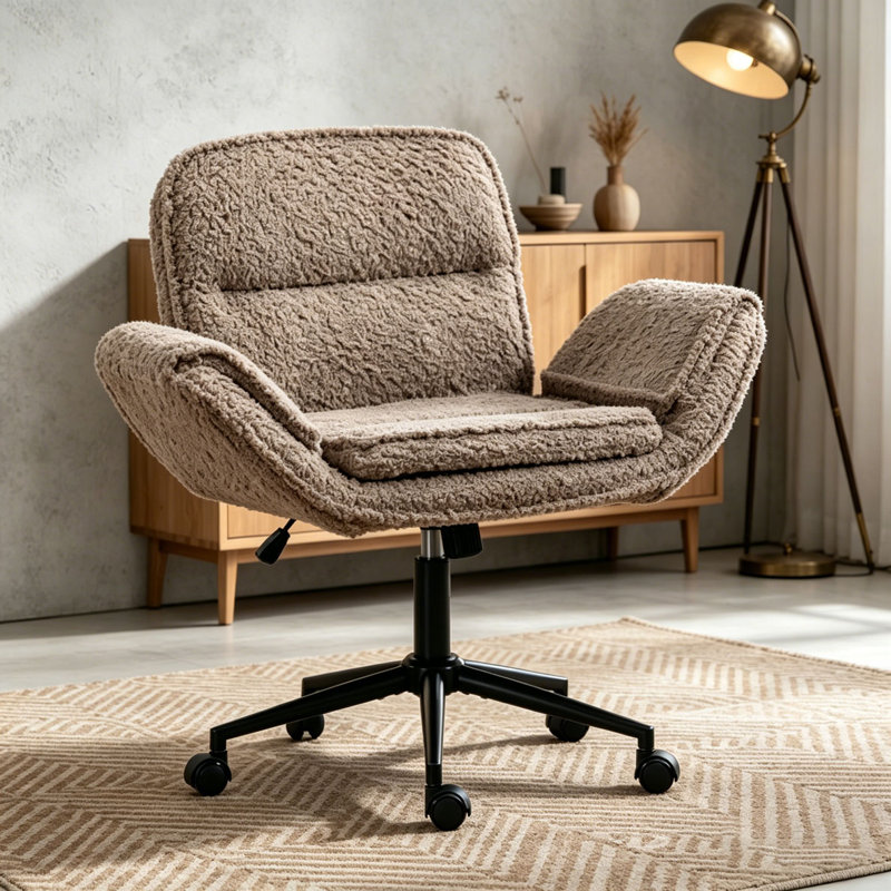 Chaise de bureau Criss Cross, Ourson en molleton, Brun