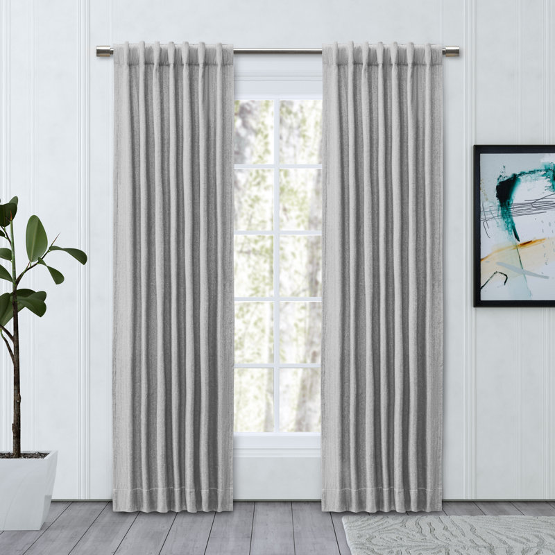 Waubun 100% Sustainable Cotton Blend Chevron Texture Unlined Light Filtering Rod Pocket Panel, Gray, 48" W x 84" L