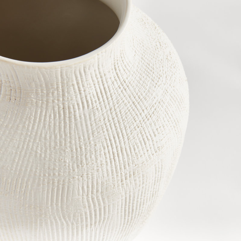 Handmade Ceramic Table Vase, 11.25" H x 8" W x 8" D, White