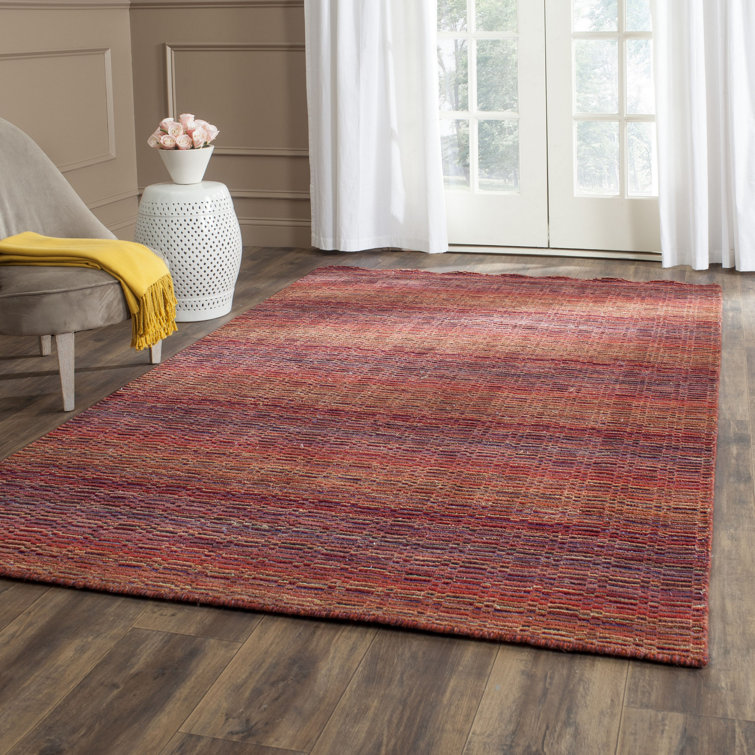 Tapis rouge / brun en laine Hossain