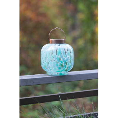 Lanterne solaire 7,25 "soufflée à la main - verre de mer