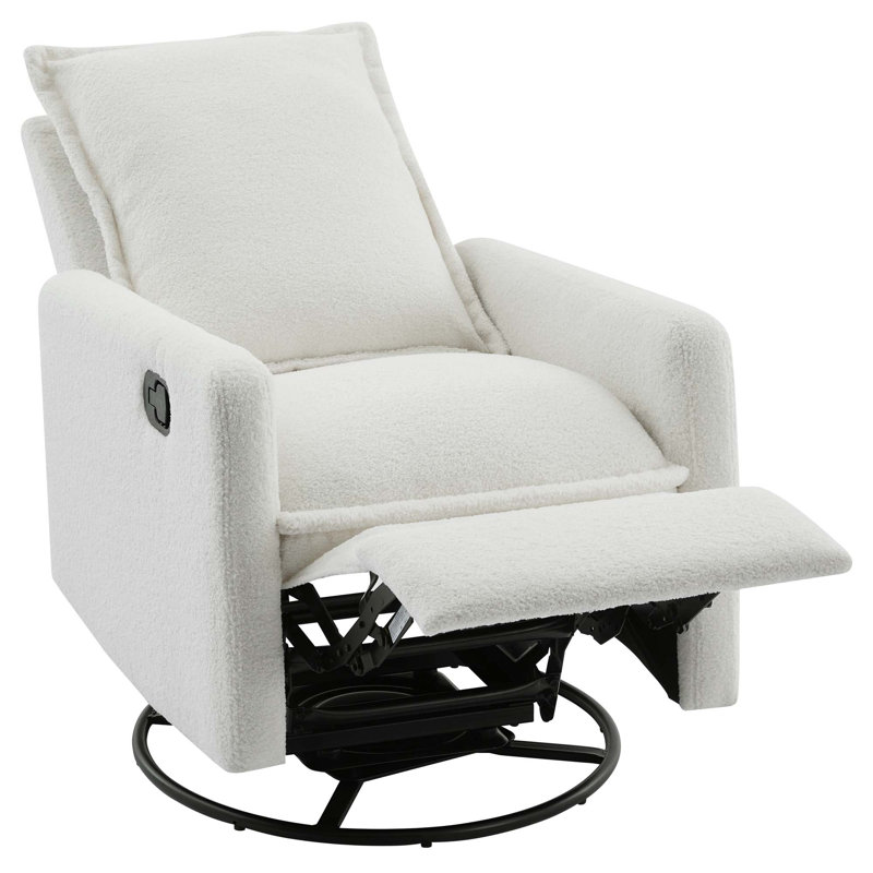 Swivel Rocker Recliner Chair,Glider Rocker Recliner,Rocking Chair Nursery For Living Room Bedroom Apartment, White