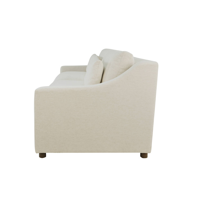 Canapé contemporain en mélange de bois franc et de polyester fabriqué à la main